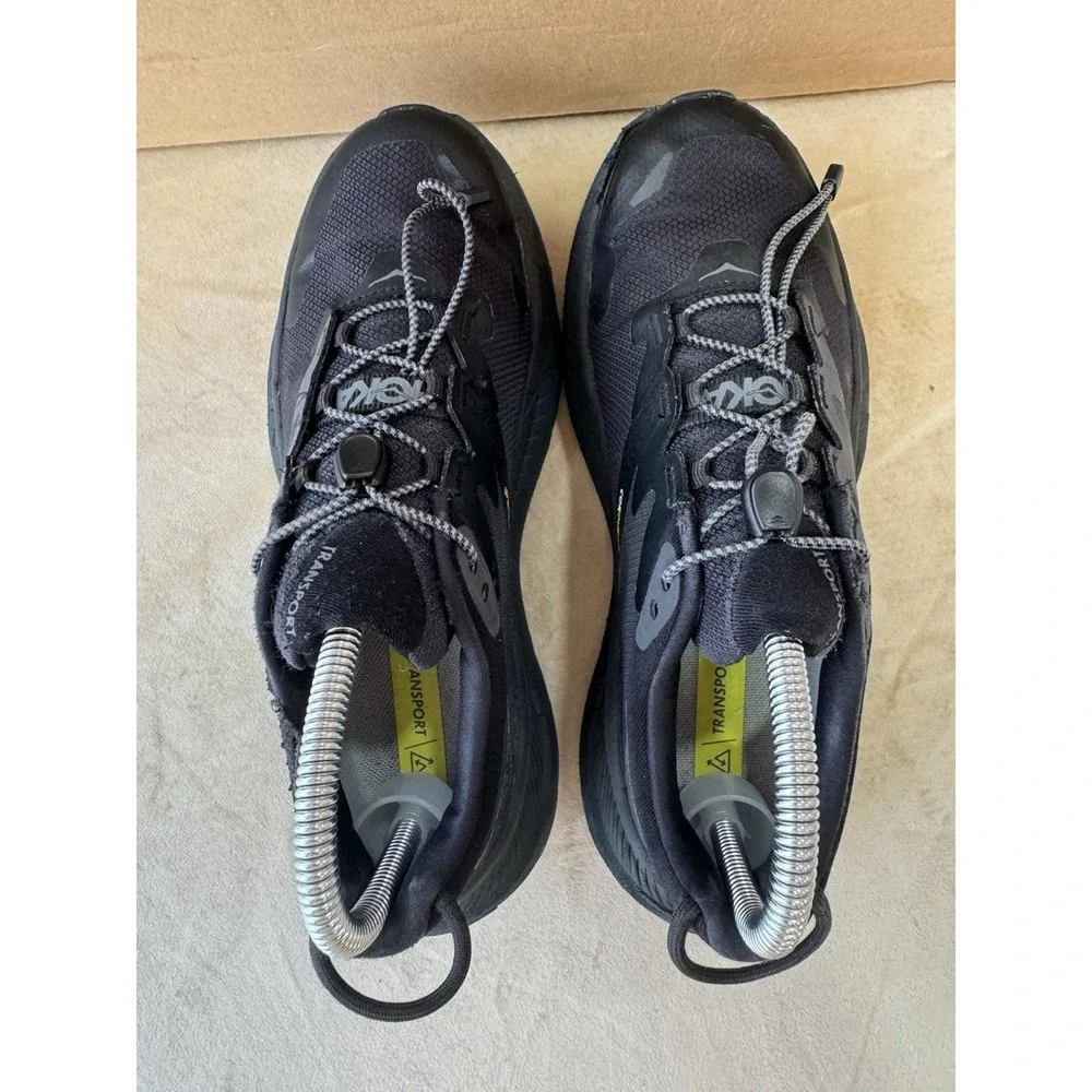 Hoka One One Transport Shoes Womens Size 7.5B Black Hiking Sneakers 1123154 BBLC